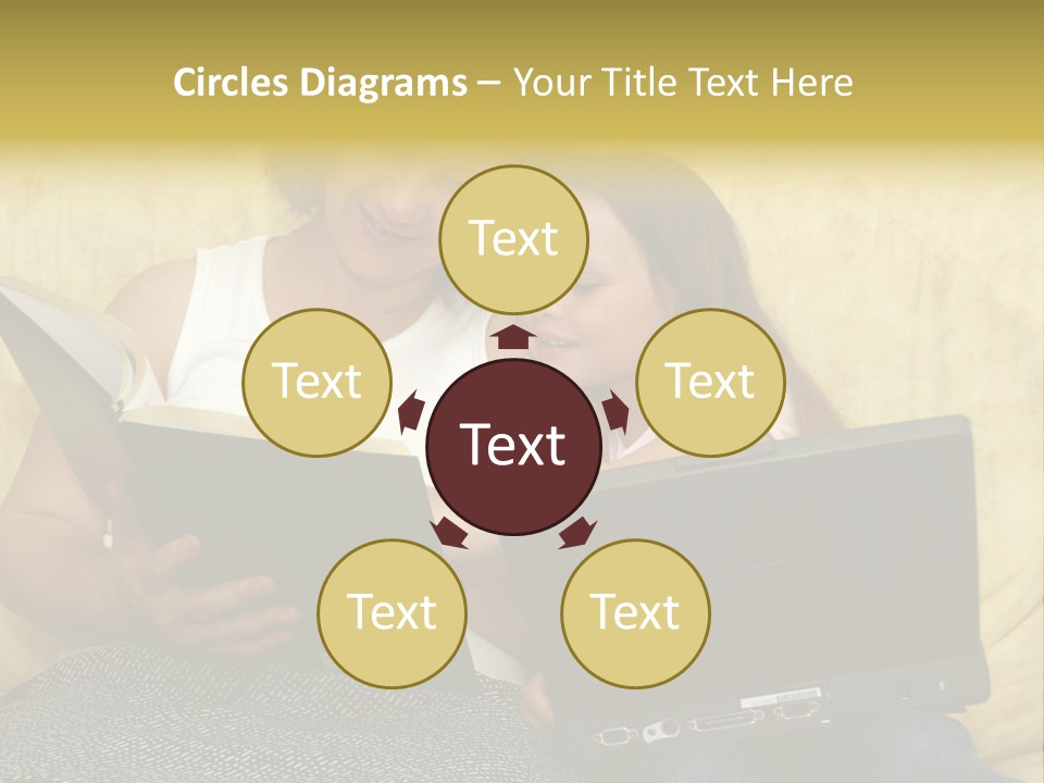 Photo Of A Woman With A Child Reading. PowerPoint Template