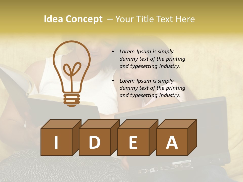 Photo Of A Woman With A Child Reading. PowerPoint Template