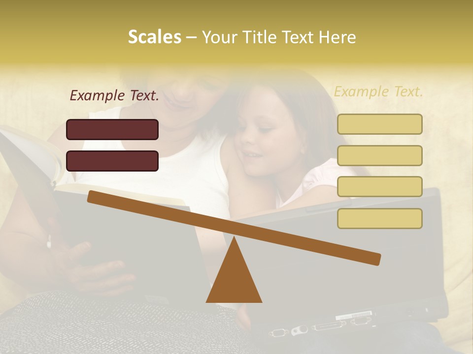 Photo Of A Woman With A Child Reading. PowerPoint Template