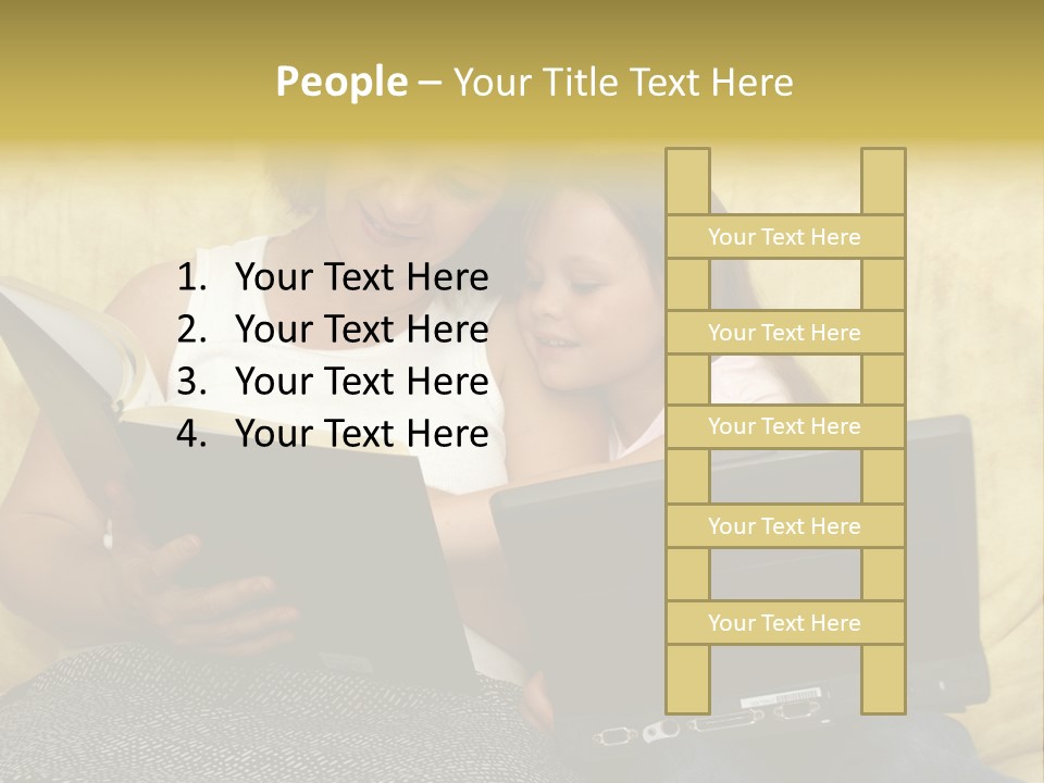 Photo Of A Woman With A Child Reading. PowerPoint Template