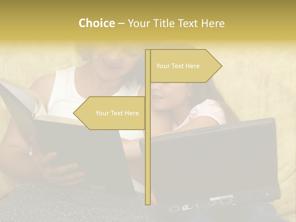 Photo Of A Woman With A Child Reading. PowerPoint Template