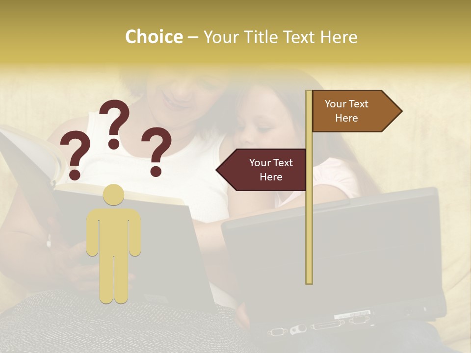 Photo Of A Woman With A Child Reading. PowerPoint Template