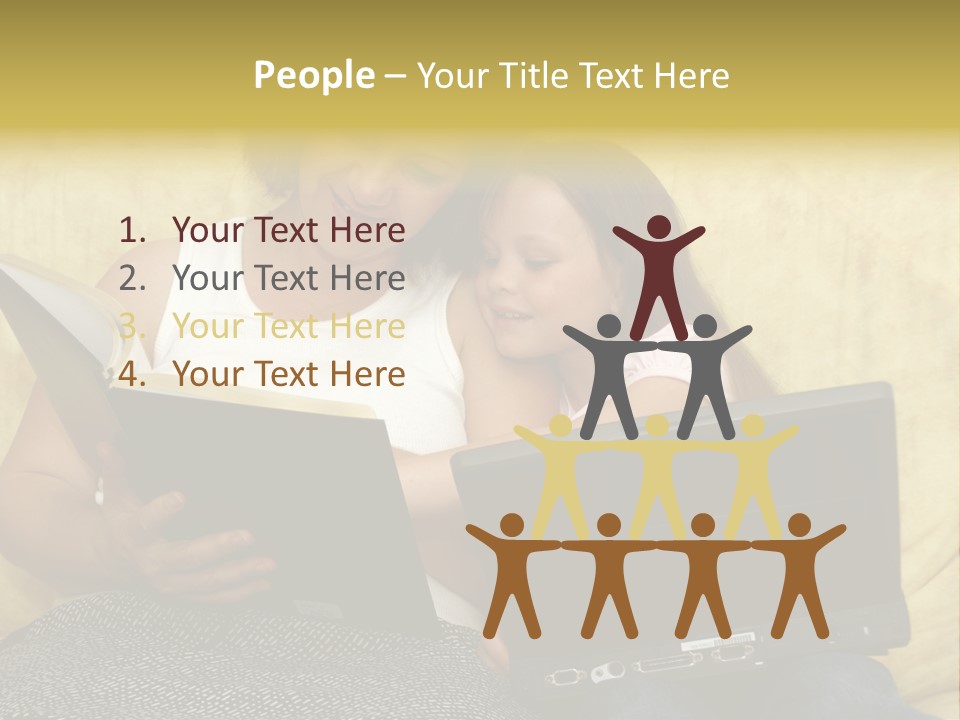 Photo Of A Woman With A Child Reading. PowerPoint Template