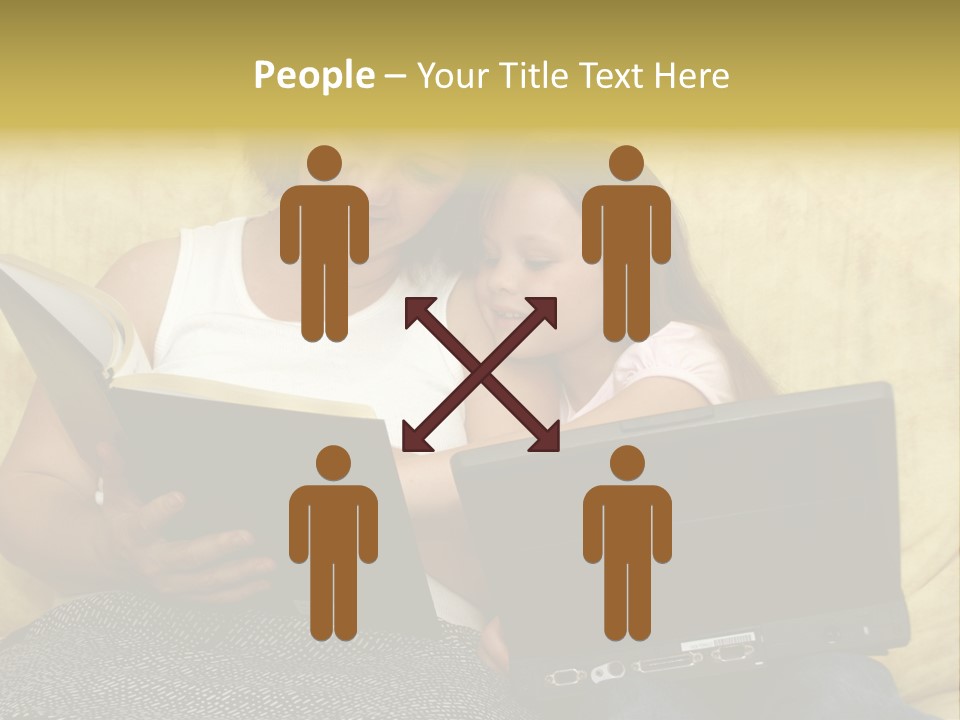 Photo Of A Woman With A Child Reading. PowerPoint Template