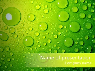 Water-Drops On Green PowerPoint Template