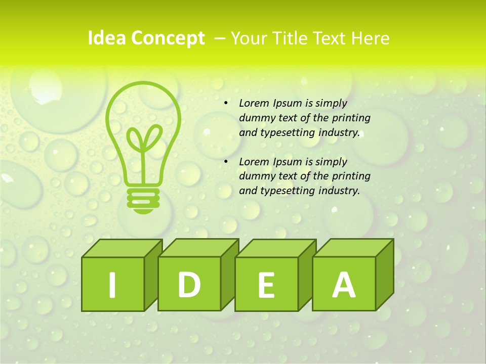 Water-Drops On Green PowerPoint Template
