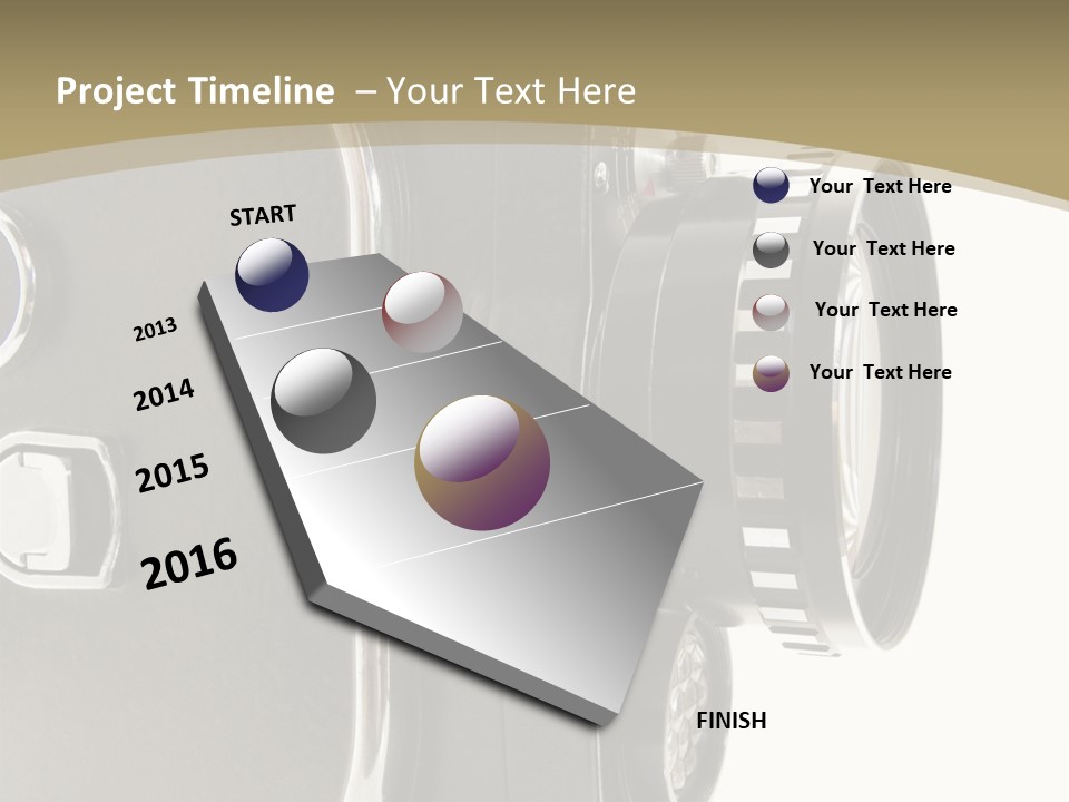 Old 8Mm Film Camera Isolated On White PowerPoint Template