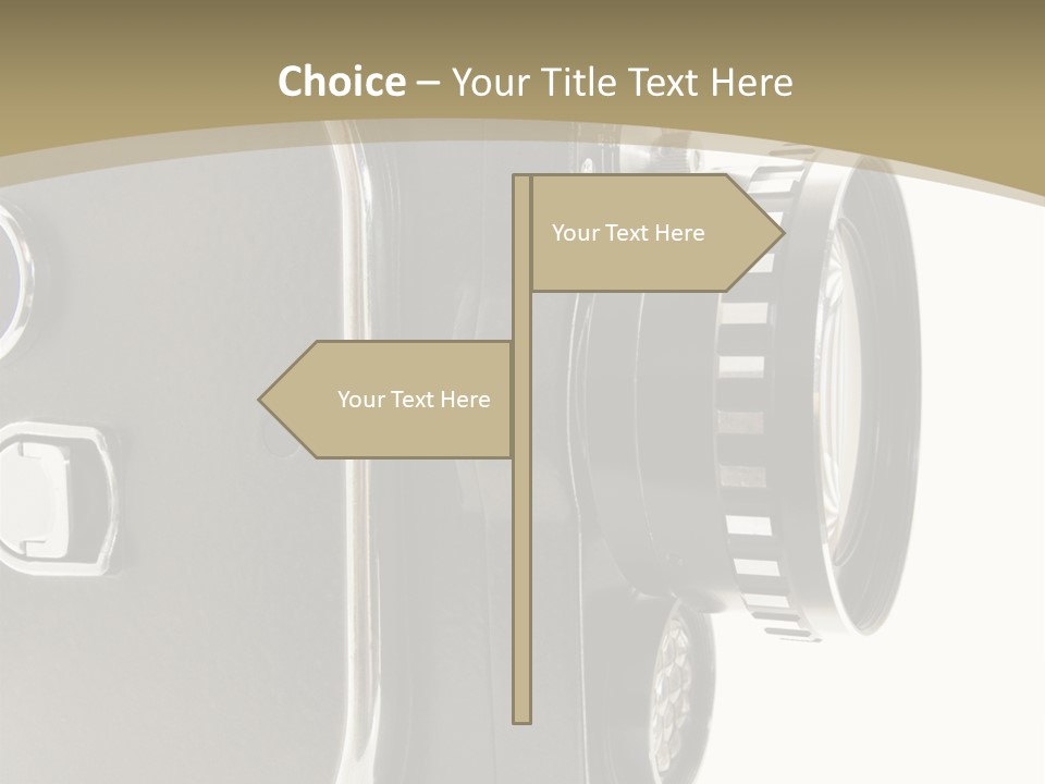 Old 8Mm Film Camera Isolated On White PowerPoint Template