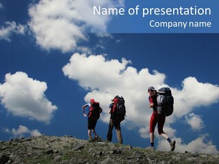 People Going Up In Hiking PowerPoint Template