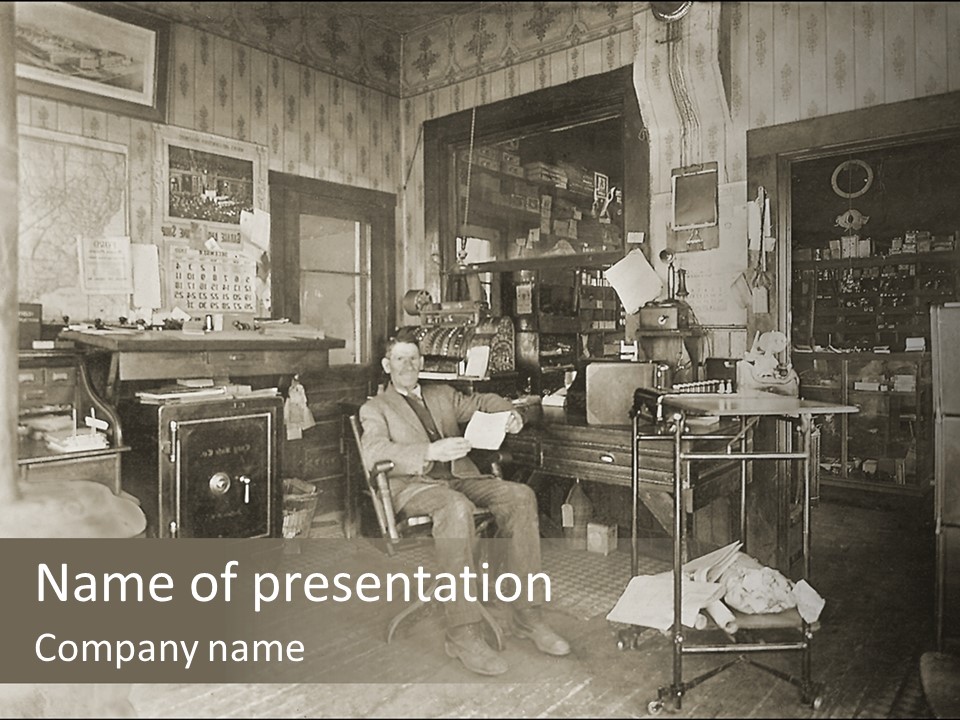 Vintage Photo Of A Small Business Manager PowerPoint Template