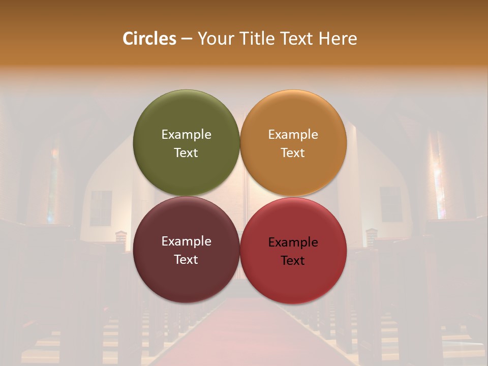 Inside Of A Large, Modern Church With Pews And Cross Visible PowerPoint Template