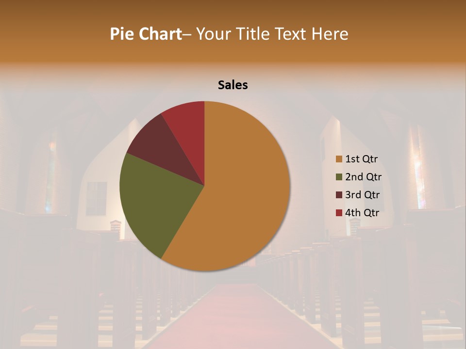 Inside Of A Large, Modern Church With Pews And Cross Visible PowerPoint Template