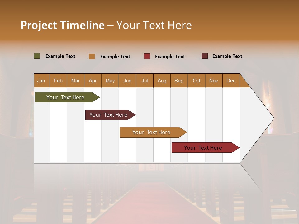 Inside Of A Large, Modern Church With Pews And Cross Visible PowerPoint Template