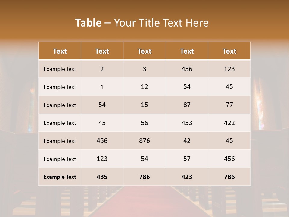 Inside Of A Large, Modern Church With Pews And Cross Visible PowerPoint Template