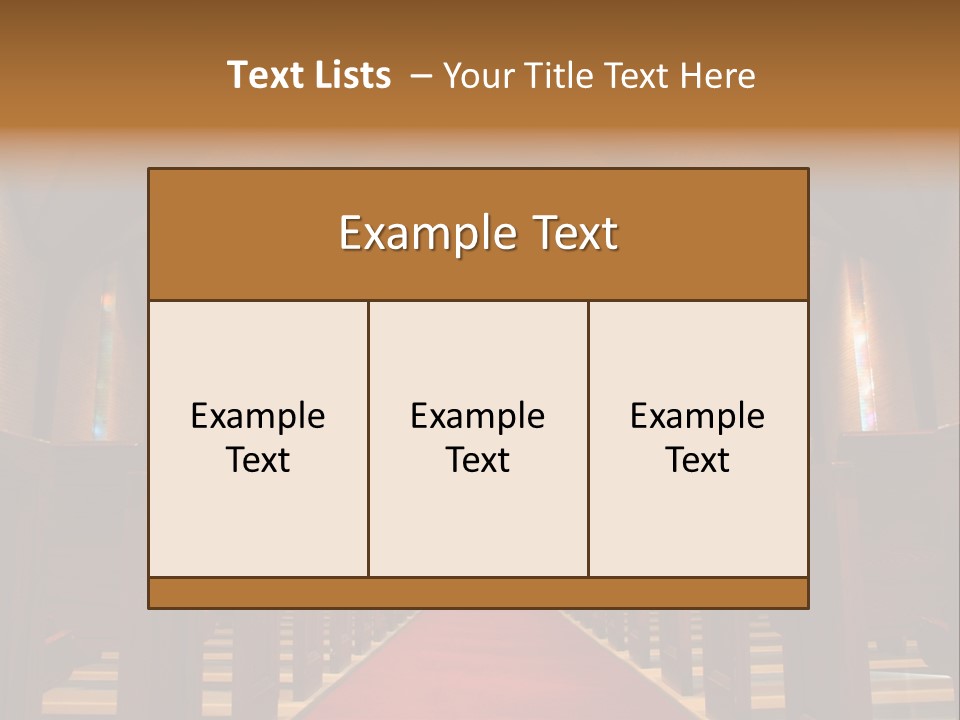 Inside Of A Large, Modern Church With Pews And Cross Visible PowerPoint Template