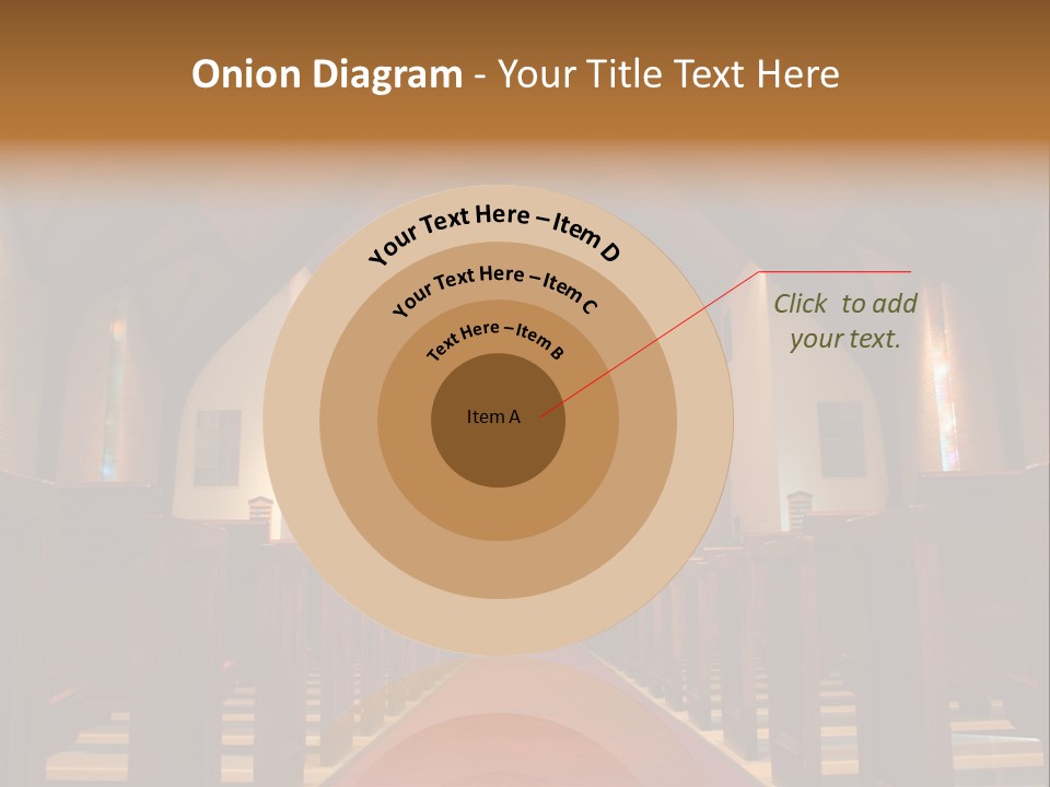 Inside Of A Large, Modern Church With Pews And Cross Visible PowerPoint Template