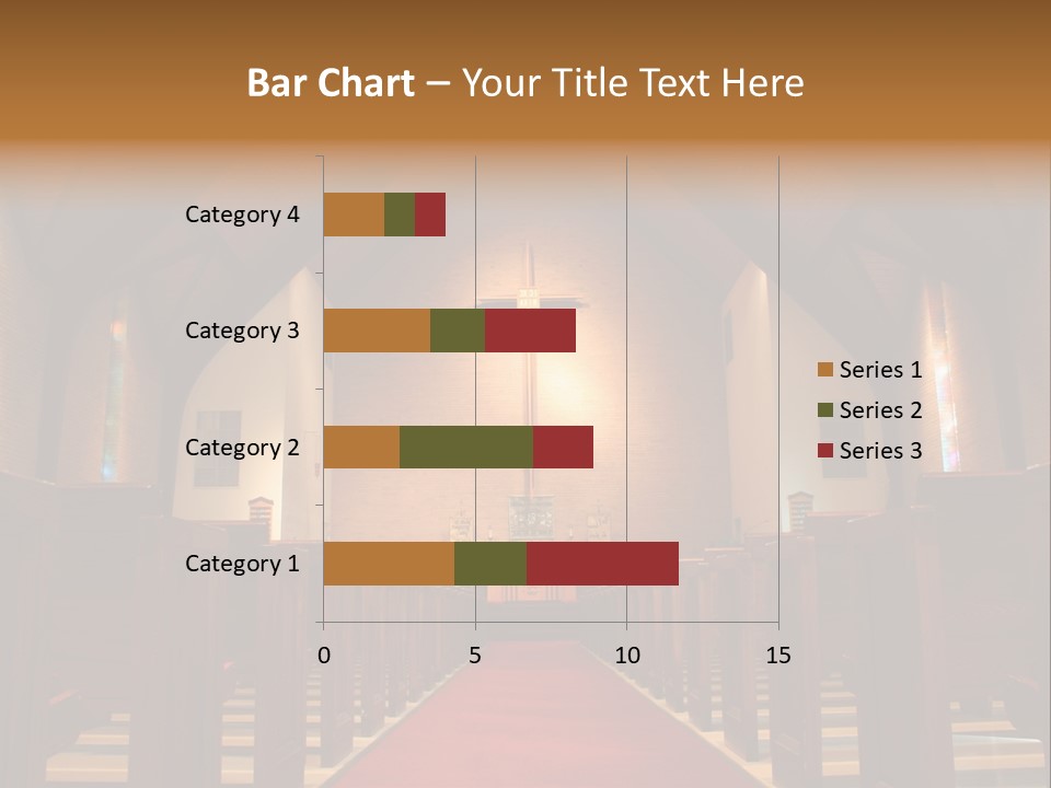 Inside Of A Large, Modern Church With Pews And Cross Visible PowerPoint Template