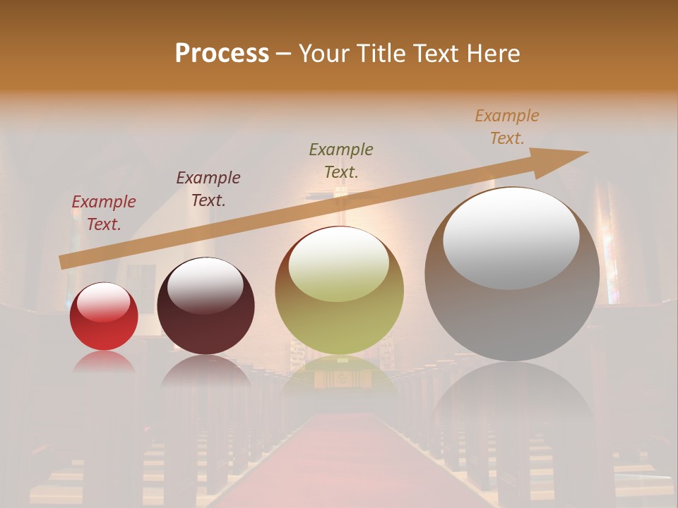 Inside Of A Large, Modern Church With Pews And Cross Visible PowerPoint Template