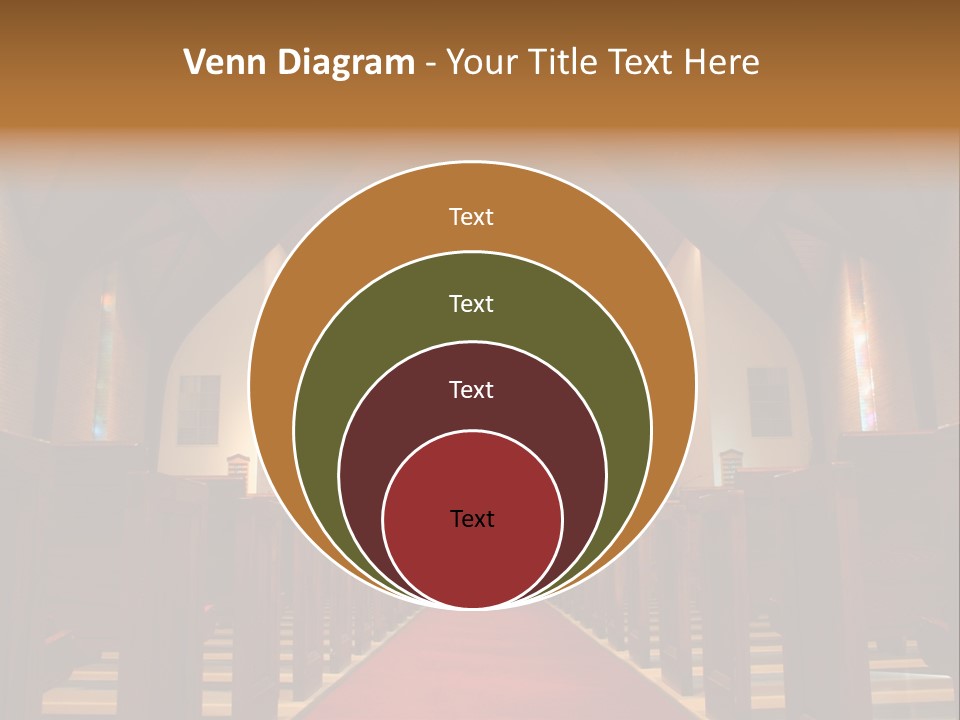 Inside Of A Large, Modern Church With Pews And Cross Visible PowerPoint Template