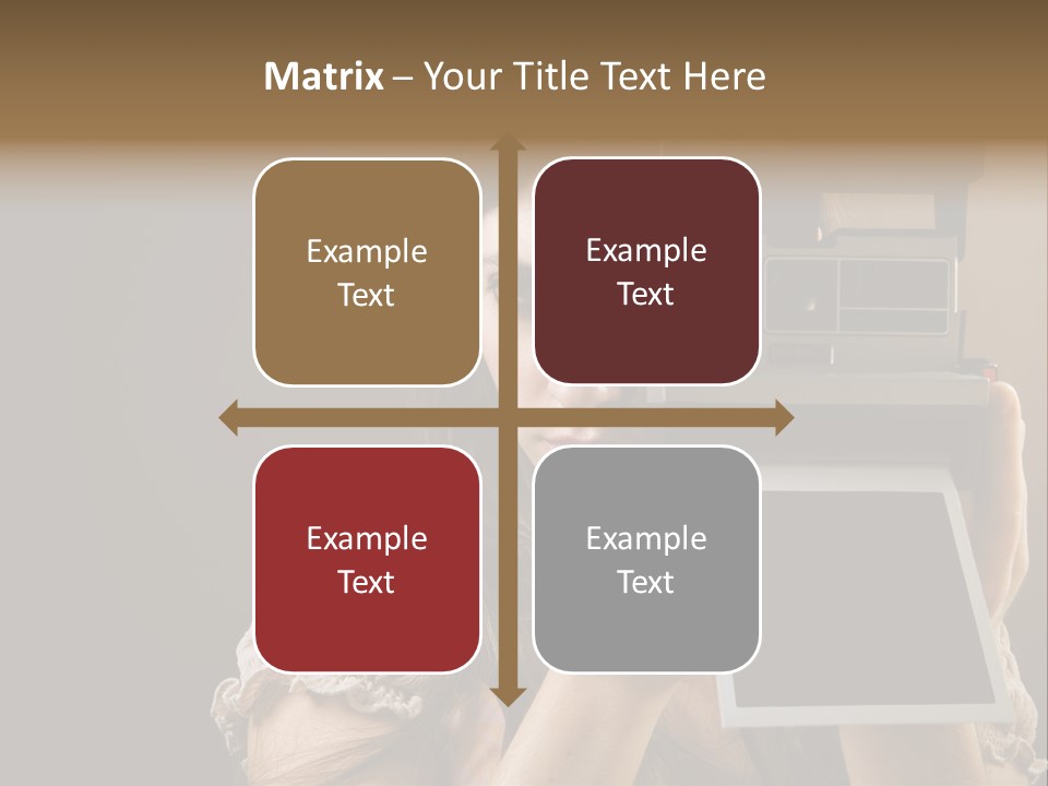 Old-Fashioned: Girl Taking A Picture With An Old Instant Photo PowerPoint Template