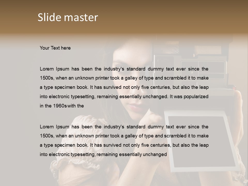 Old-Fashioned: Girl Taking A Picture With An Old Instant Photo PowerPoint Template