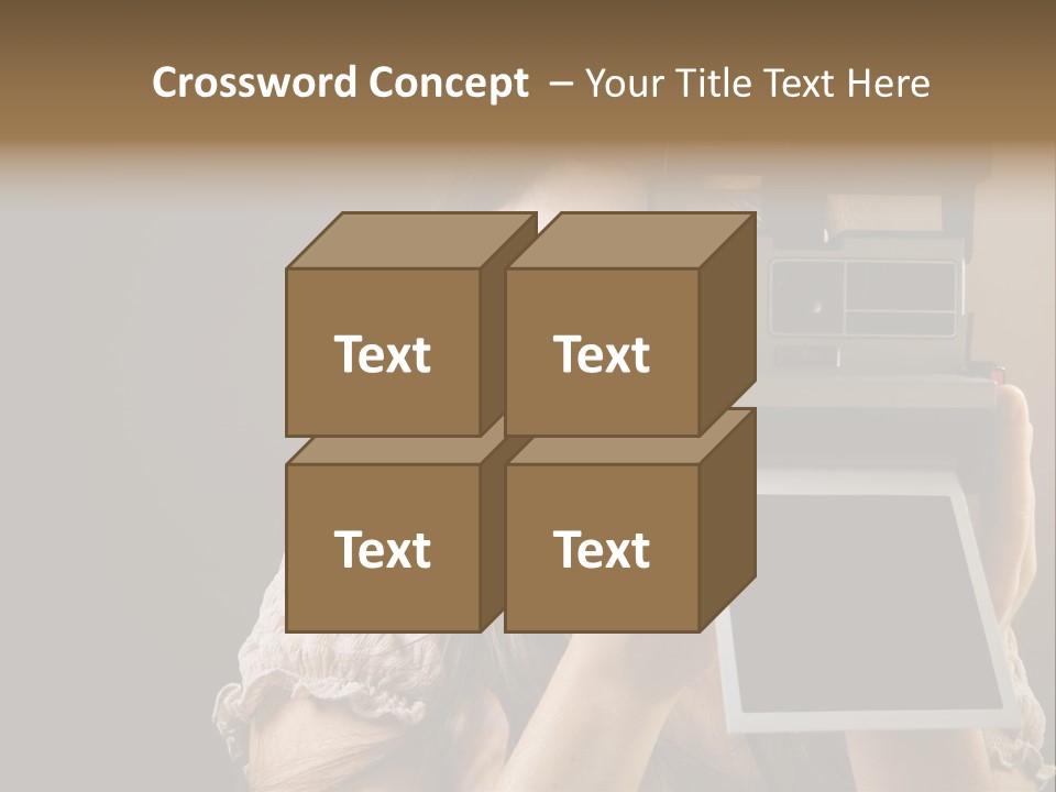 Old-Fashioned: Girl Taking A Picture With An Old Instant Photo PowerPoint Template