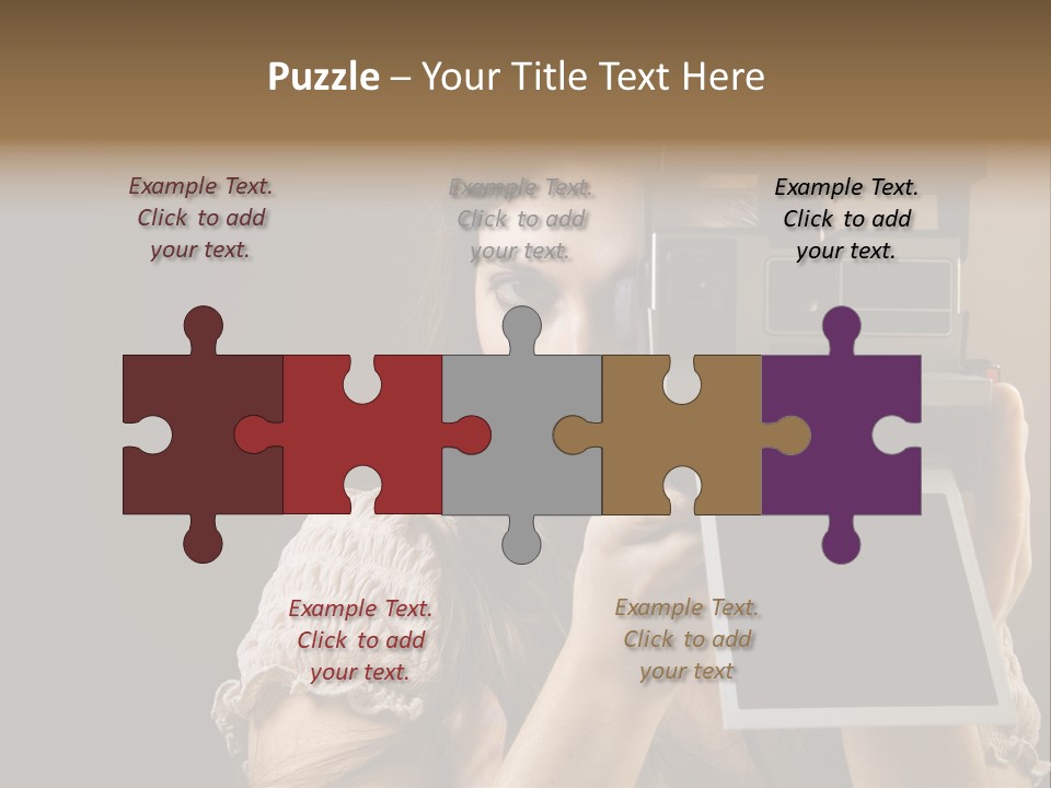 Old-Fashioned: Girl Taking A Picture With An Old Instant Photo PowerPoint Template