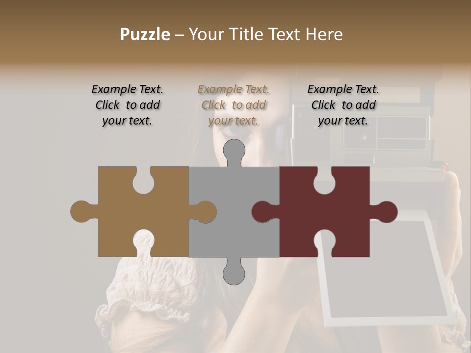 Old-Fashioned: Girl Taking A Picture With An Old Instant Photo PowerPoint Template