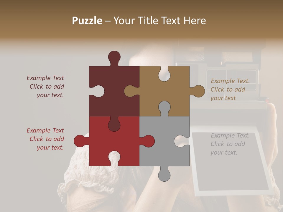 Old-Fashioned: Girl Taking A Picture With An Old Instant Photo PowerPoint Template