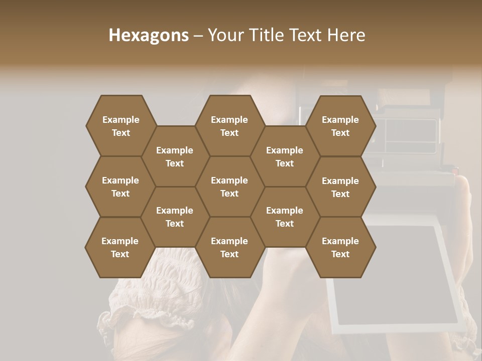 Old-Fashioned: Girl Taking A Picture With An Old Instant Photo PowerPoint Template