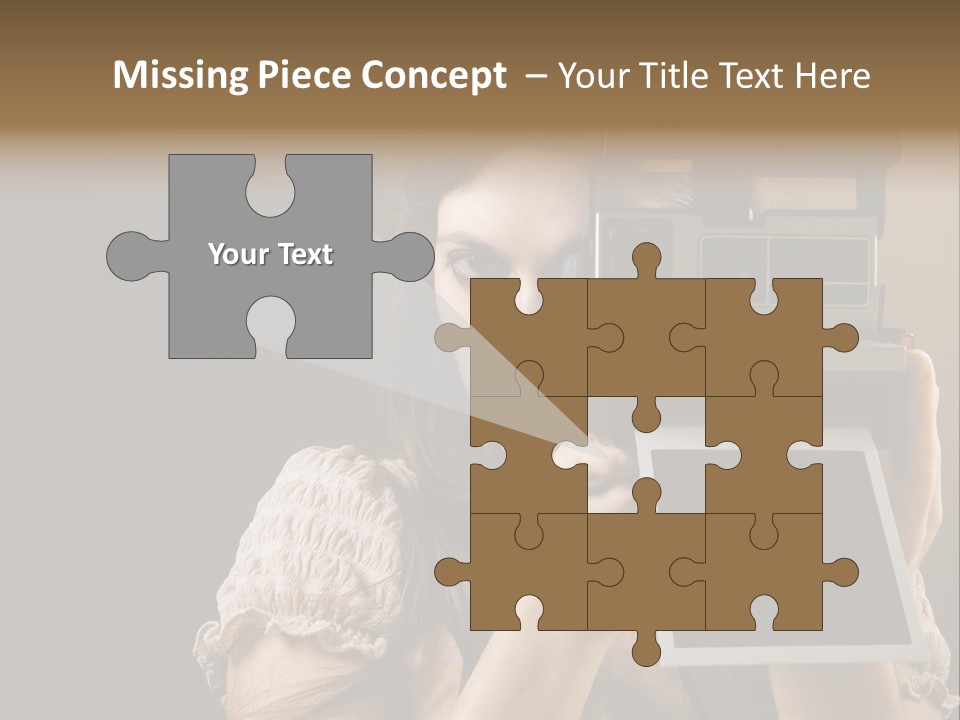 Old-Fashioned: Girl Taking A Picture With An Old Instant Photo PowerPoint Template