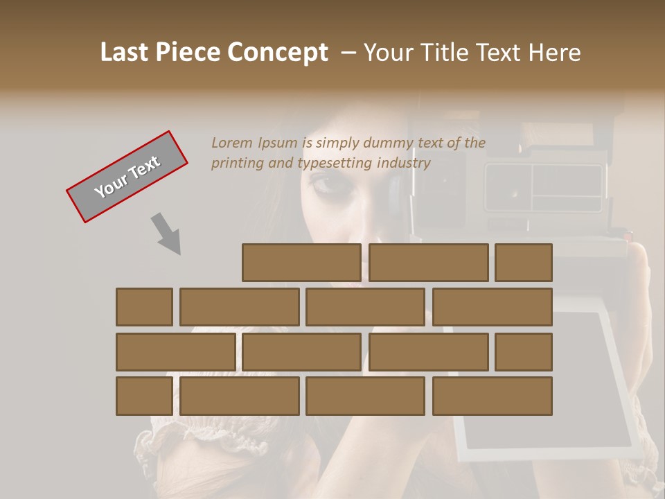 Old-Fashioned: Girl Taking A Picture With An Old Instant Photo PowerPoint Template