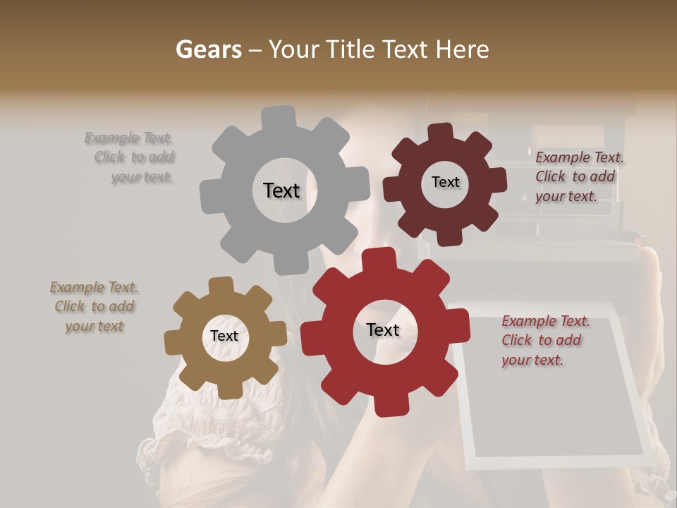 Old-Fashioned: Girl Taking A Picture With An Old Instant Photo PowerPoint Template