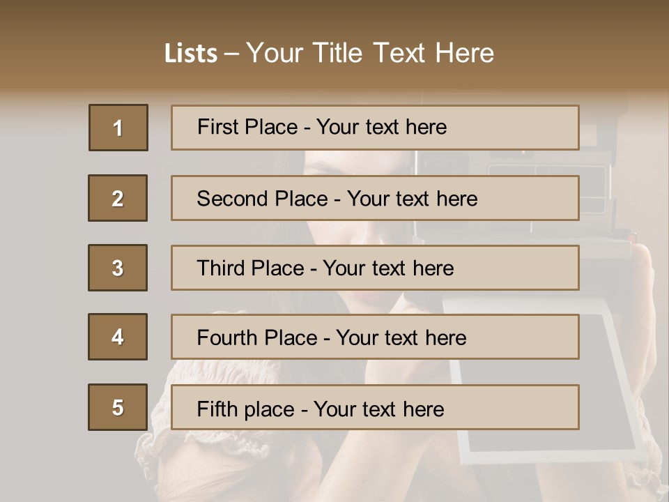 Old-Fashioned: Girl Taking A Picture With An Old Instant Photo PowerPoint Template