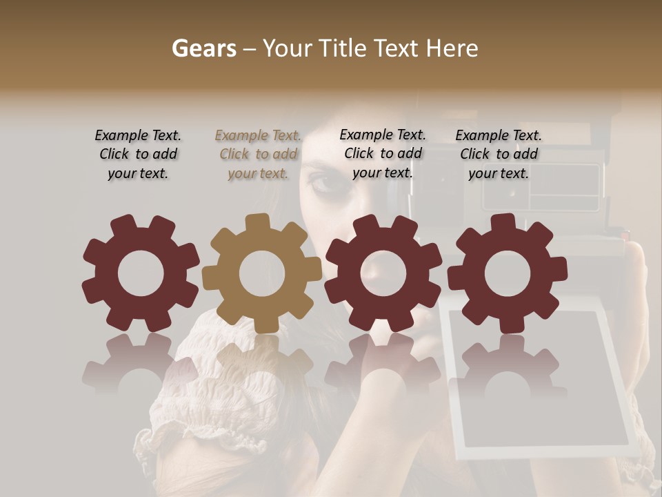 Old-Fashioned: Girl Taking A Picture With An Old Instant Photo PowerPoint Template