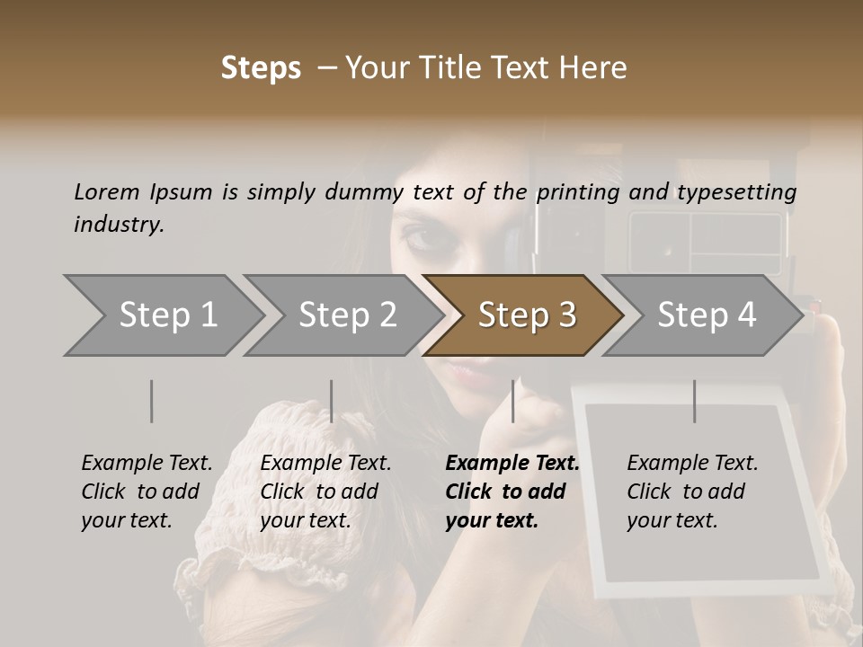 Old-Fashioned: Girl Taking A Picture With An Old Instant Photo PowerPoint Template