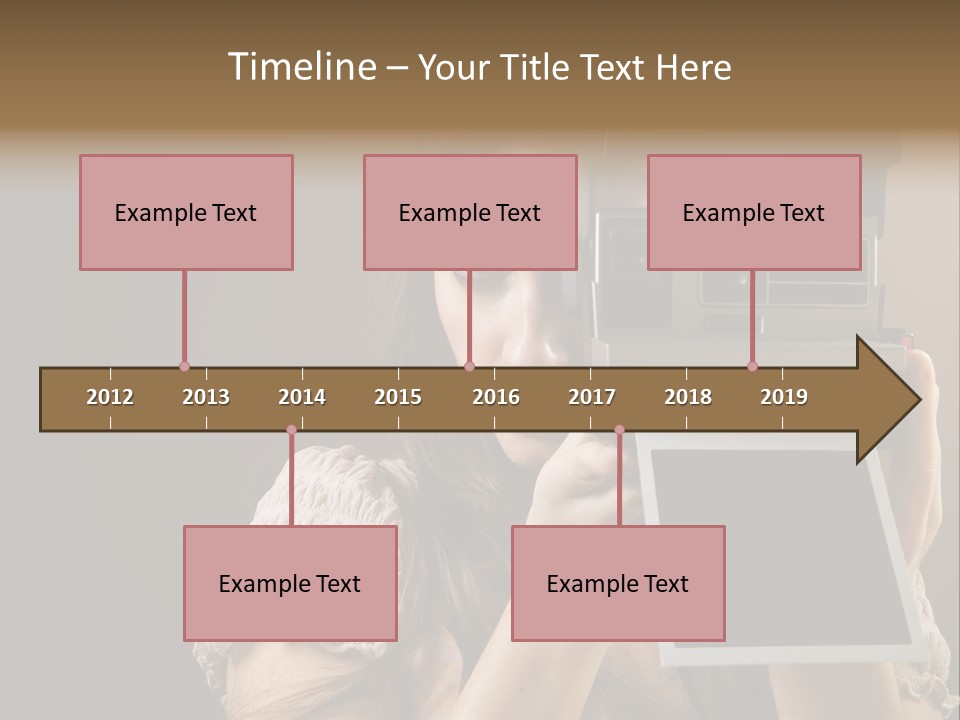 Old-Fashioned: Girl Taking A Picture With An Old Instant Photo PowerPoint Template