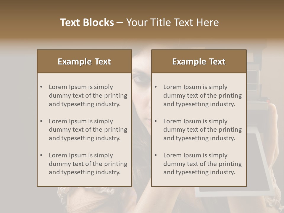 Old-Fashioned: Girl Taking A Picture With An Old Instant Photo PowerPoint Template