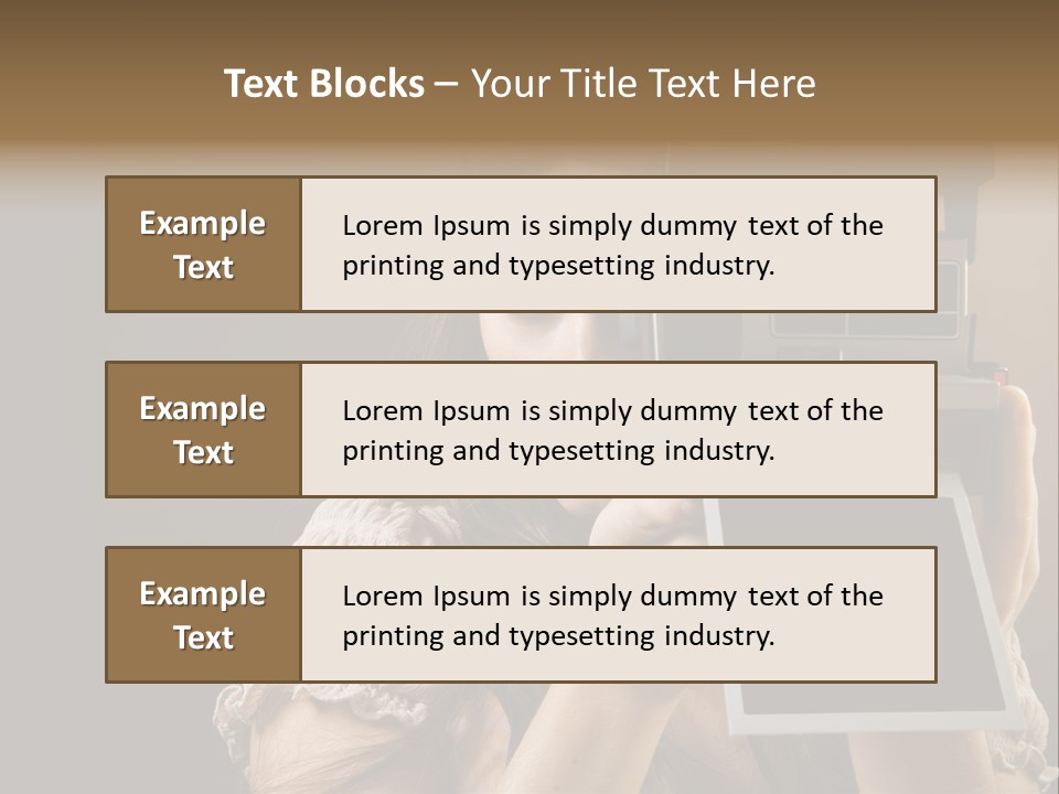 Old-Fashioned: Girl Taking A Picture With An Old Instant Photo PowerPoint Template