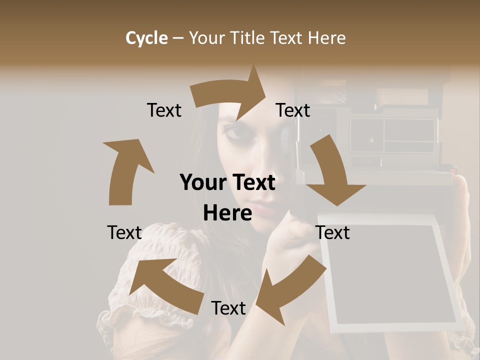 Old-Fashioned: Girl Taking A Picture With An Old Instant Photo PowerPoint Template