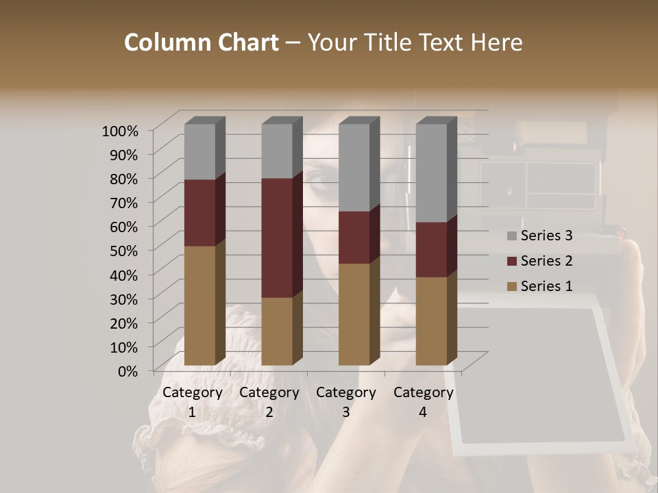 Old-Fashioned: Girl Taking A Picture With An Old Instant Photo PowerPoint Template