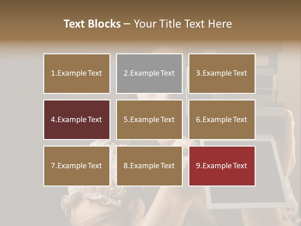 Old-Fashioned: Girl Taking A Picture With An Old Instant Photo PowerPoint Template