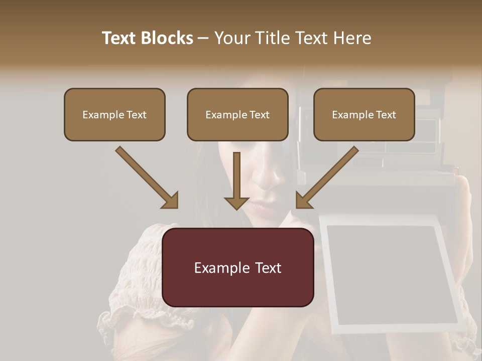 Old-Fashioned: Girl Taking A Picture With An Old Instant Photo PowerPoint Template