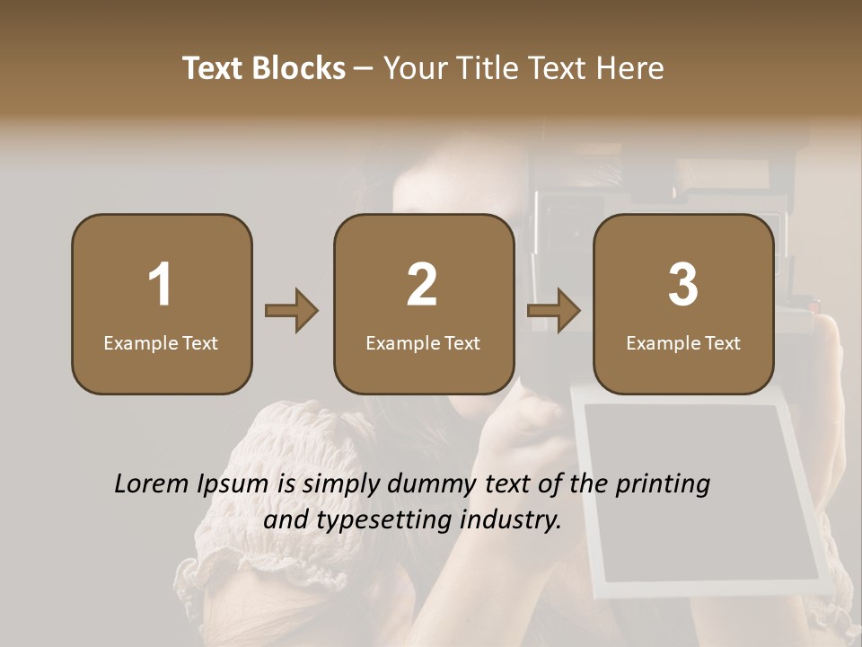 Old-Fashioned: Girl Taking A Picture With An Old Instant Photo PowerPoint Template