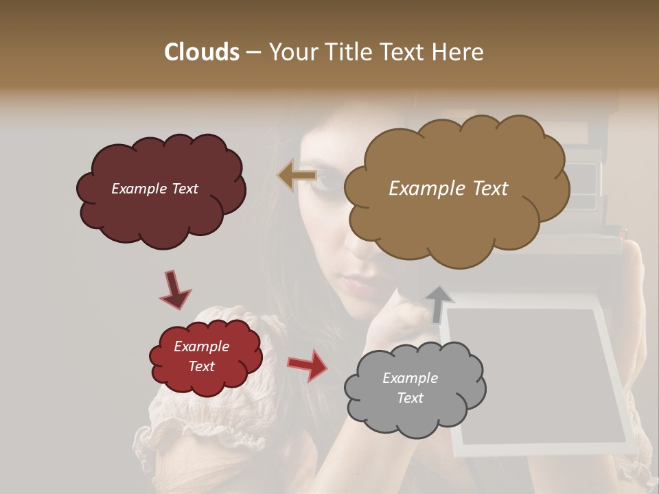 Old-Fashioned: Girl Taking A Picture With An Old Instant Photo PowerPoint Template