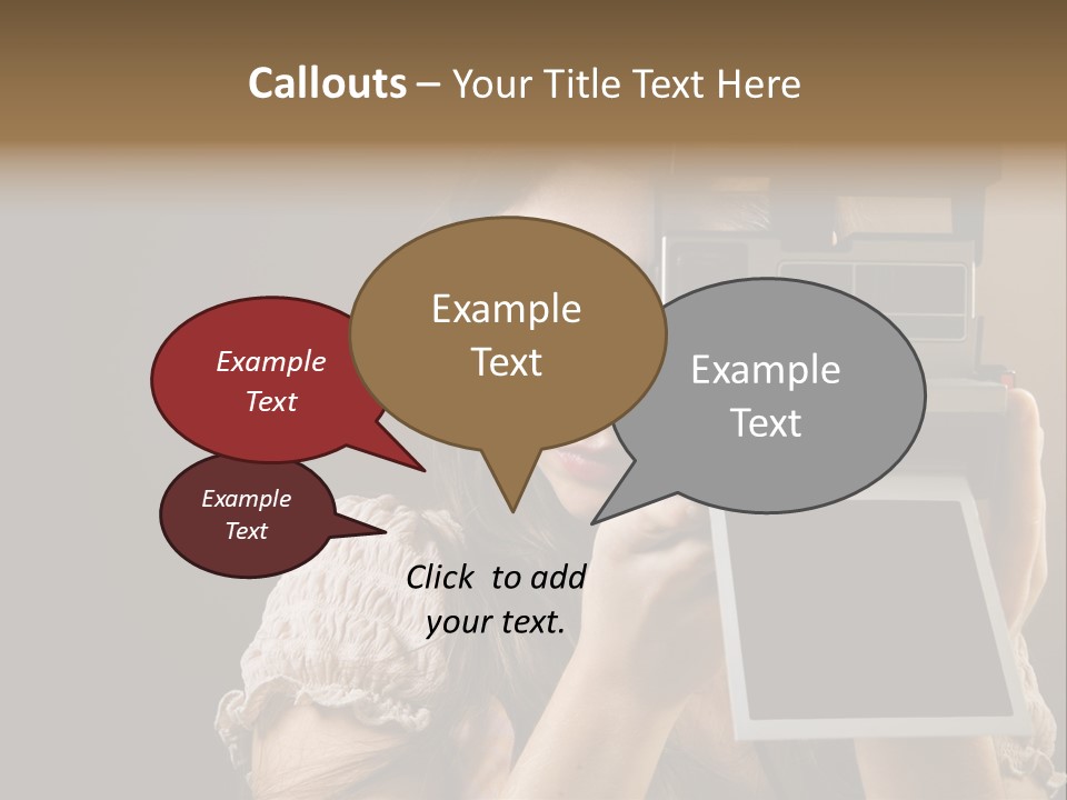 Old-Fashioned: Girl Taking A Picture With An Old Instant Photo PowerPoint Template