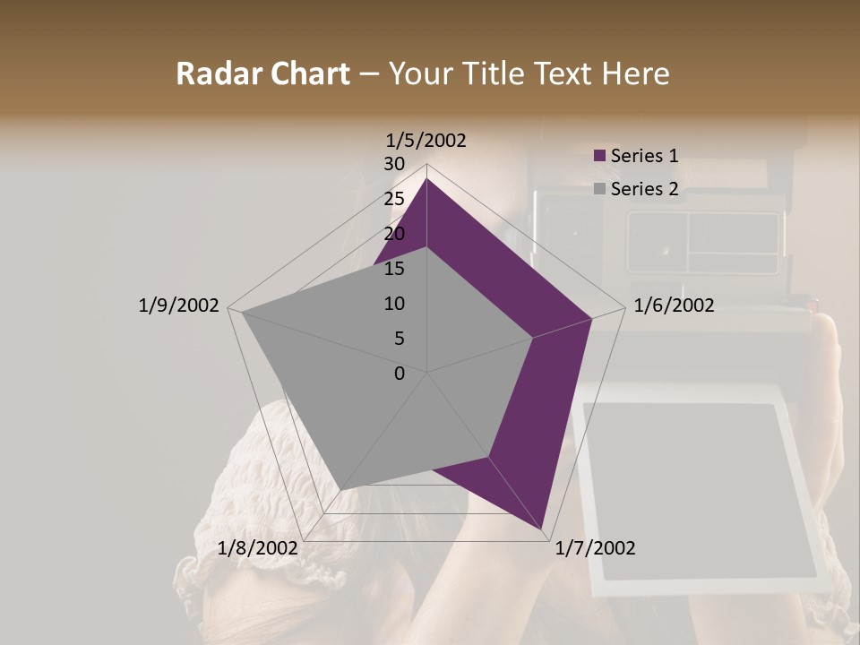 Old-Fashioned: Girl Taking A Picture With An Old Instant Photo PowerPoint Template