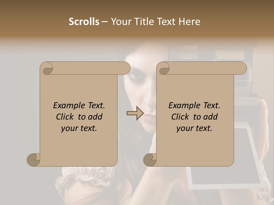 Old-Fashioned: Girl Taking A Picture With An Old Instant Photo PowerPoint Template