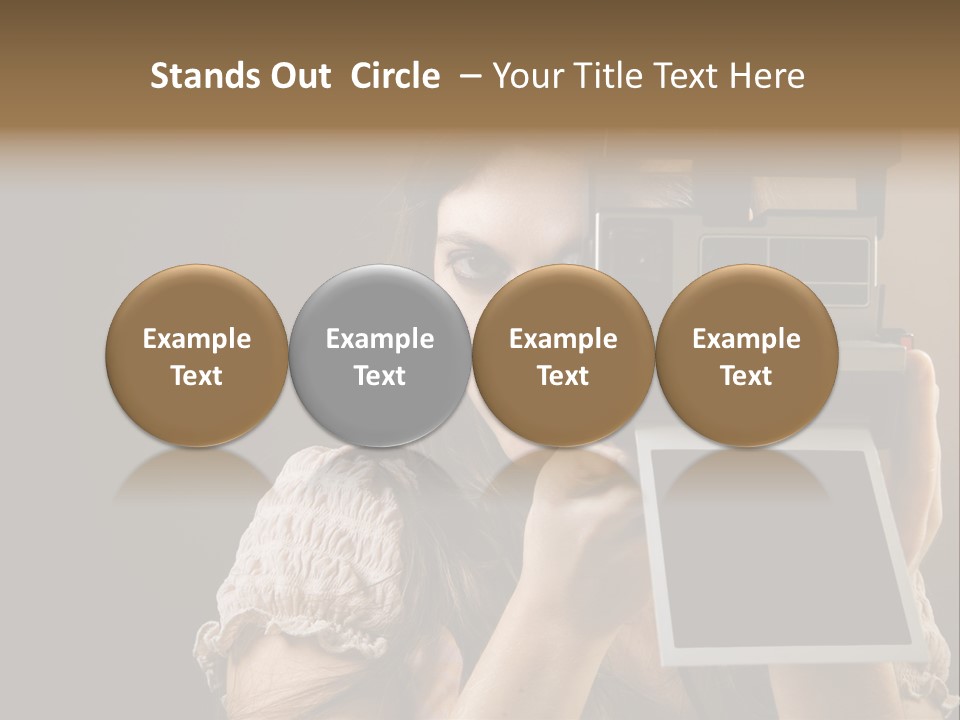 Old-Fashioned: Girl Taking A Picture With An Old Instant Photo PowerPoint Template