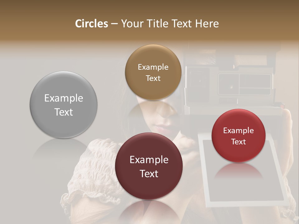 Old-Fashioned: Girl Taking A Picture With An Old Instant Photo PowerPoint Template